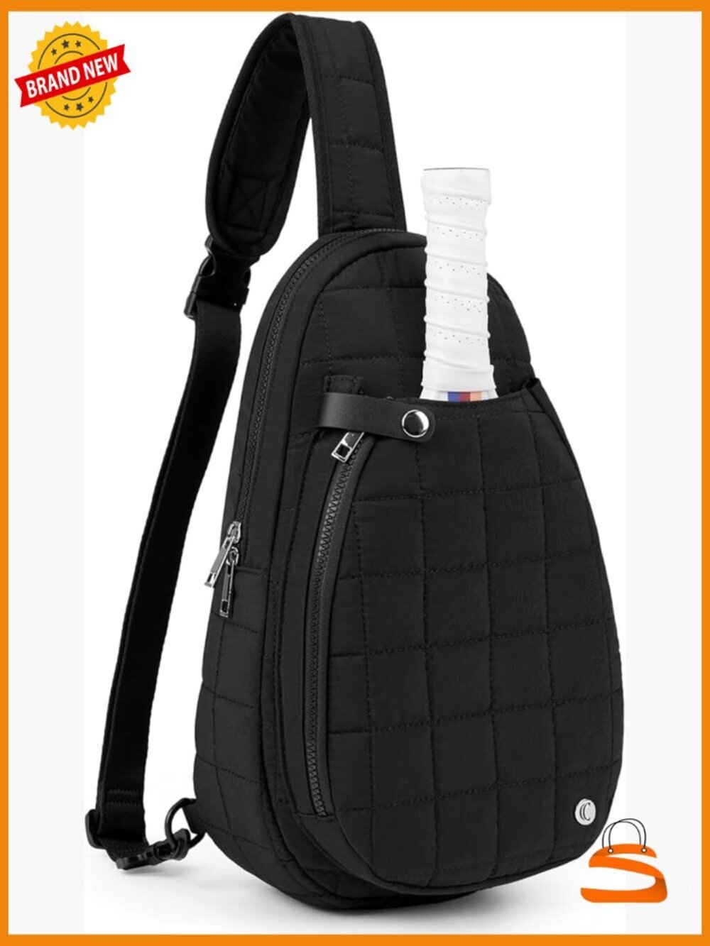 Quilted Puffer Crossbody Sling Bag for Pickleball, Waterproof Travel Shoulder